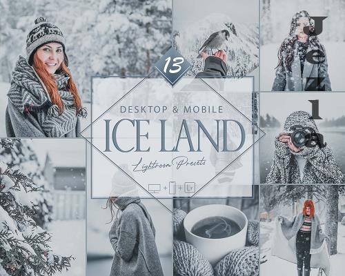 13 Ice Land Lightroom Presets, Winter Mobile Preset, White Desktop LR Filter 