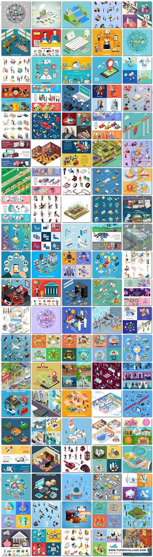 100 Bundle isometric concept vector design vol 2 100 Bundle isometric concept vector design vol 2