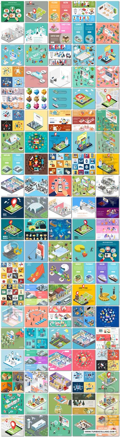100 Bundle isometric concept vector design vol 1 100 Bundle isometric concept vector design vol 1