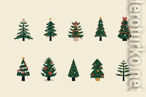Christmas Tree Decoration Illustration Set