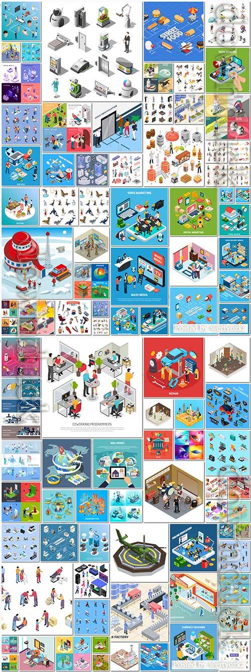 100 Bundle isometric concept vector design vol 5 100 Bundle isometric concept vector design vol 5