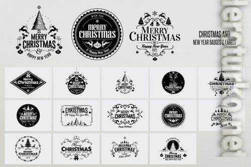 Christmas and New Year Badges & Labels