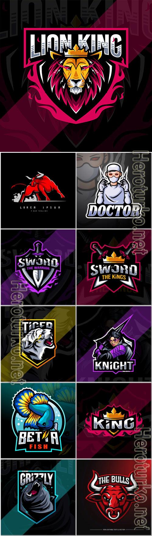 Mascot logo design set premium vector vol 3 Mascot logo design set premium vector vol 3