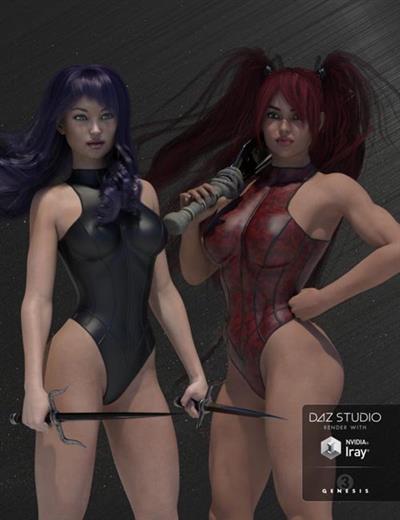 RIBBED SUPERHERO BODYSUIT FOR GENESIS 3 FEMALE(S)