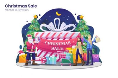 Christmas Sale Flat Illustration   Agnytemp