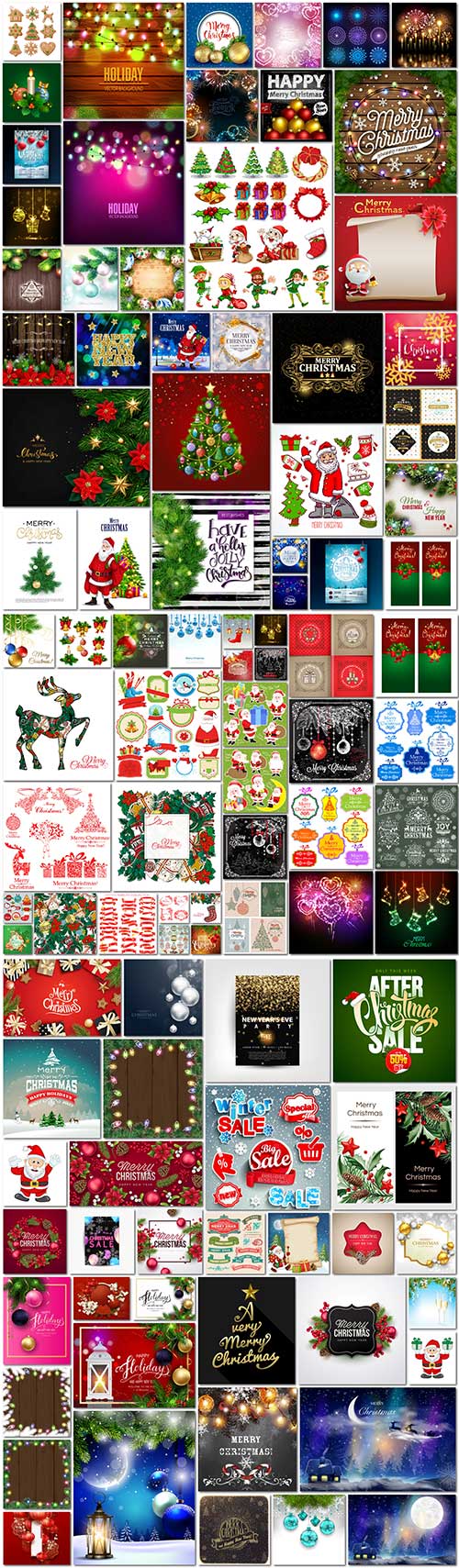 100 Bundle Christmas and New Year vector vol 5