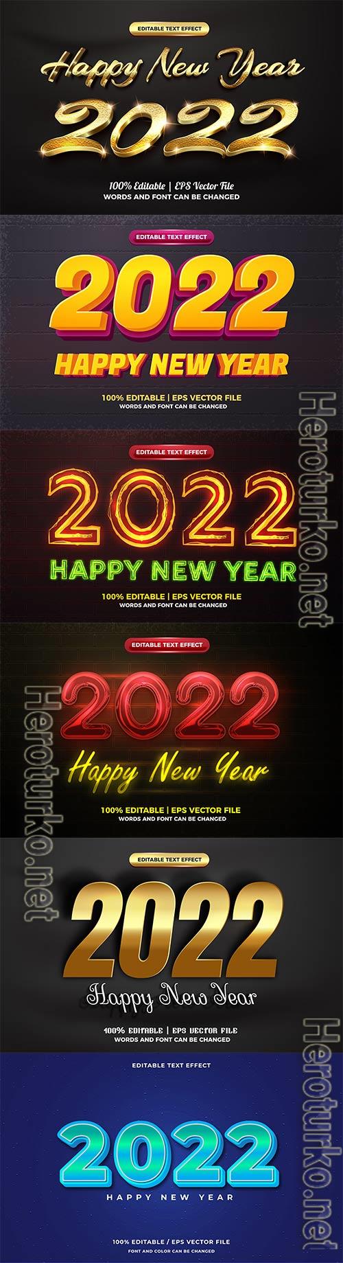 Happy new year 2022 3d gold text style effect vector Happy new year 2022 3d gold text style effect vector