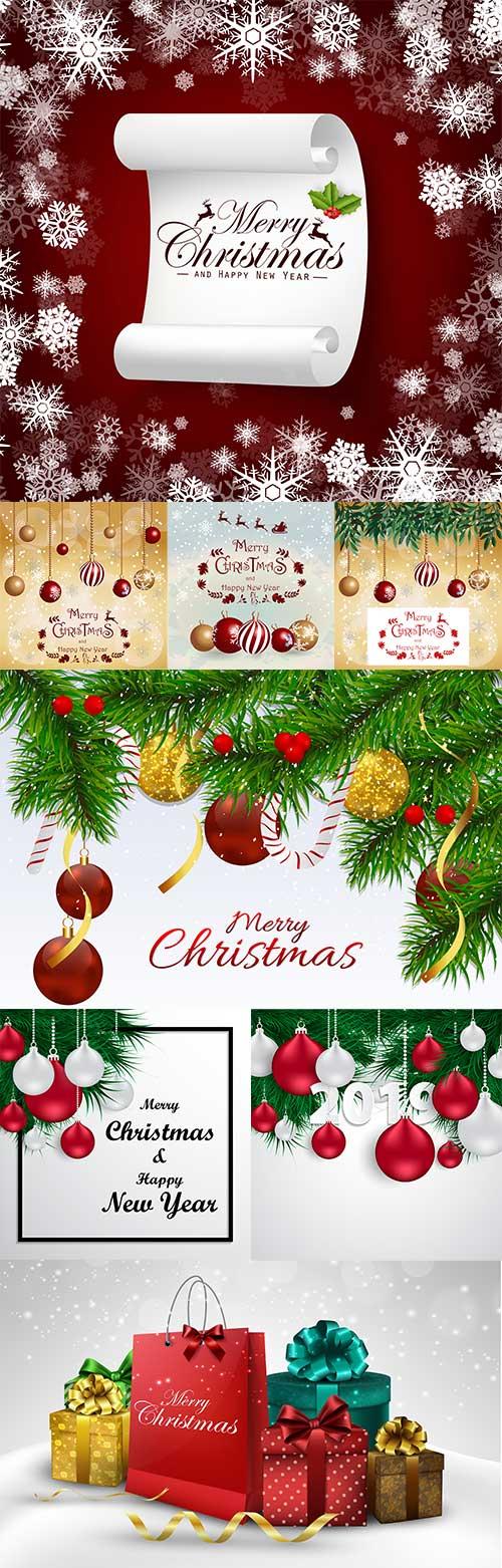Festive New Year backgrounds - 2 - Vector clipart