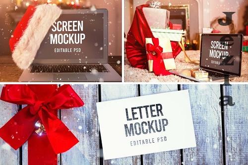 Christmas Device and Letter Mockup Set Christmas Device and Letter Mockup Set