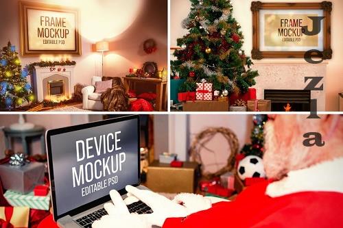 Christmas Picture Frame and Device Mockup Set - 3BS75MH