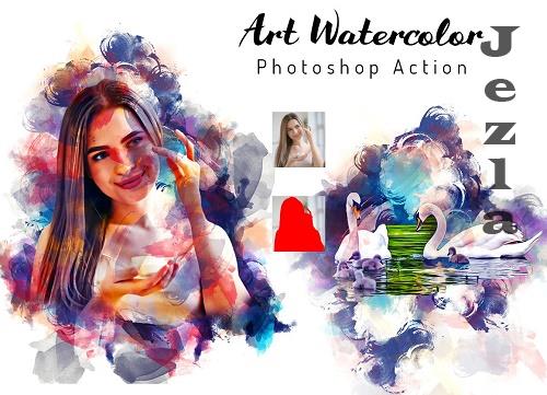 Artist Watercolor Photoshop Action - 6621367