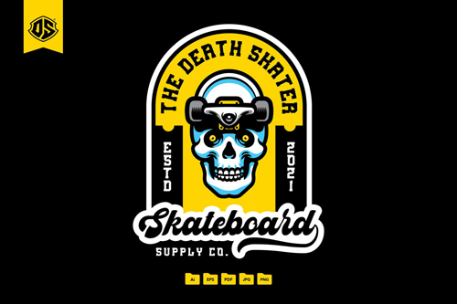 Skateboard Skull Logo Template