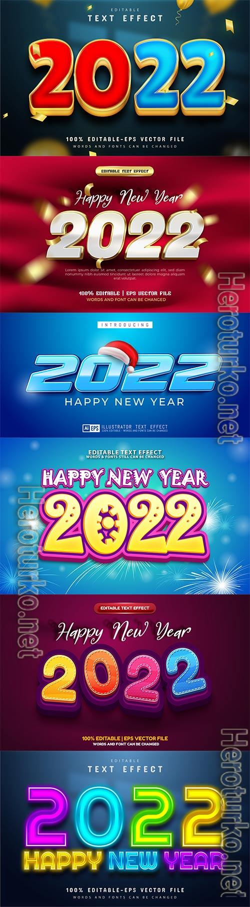 Merry christmas and happy new year 2022 editable vector text effects vol 5