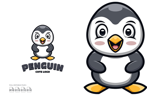 Cute Penguin Cartoon Logo