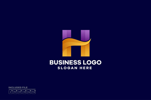 Abstract Letter H Gradient Logo Design