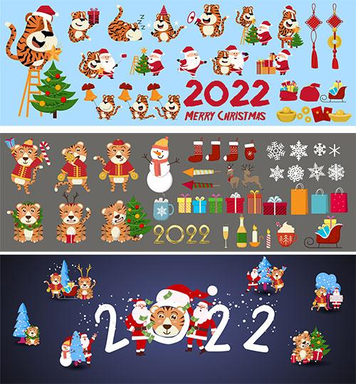 New year icons - vector clipart