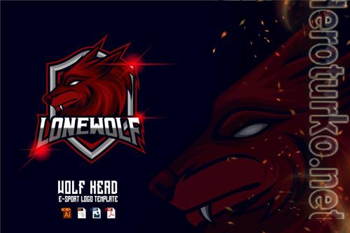 Wolf Head E-sport logo design template Wolf Head E-sport logo design template