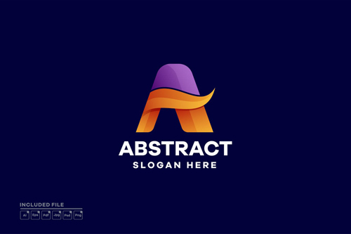 Abstract Letter A Gradient Logo Design