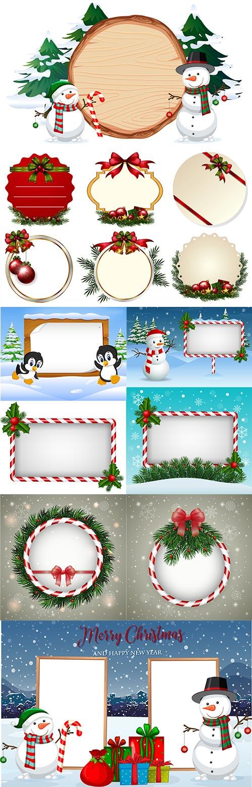 Vector winter backgrounds with frames
