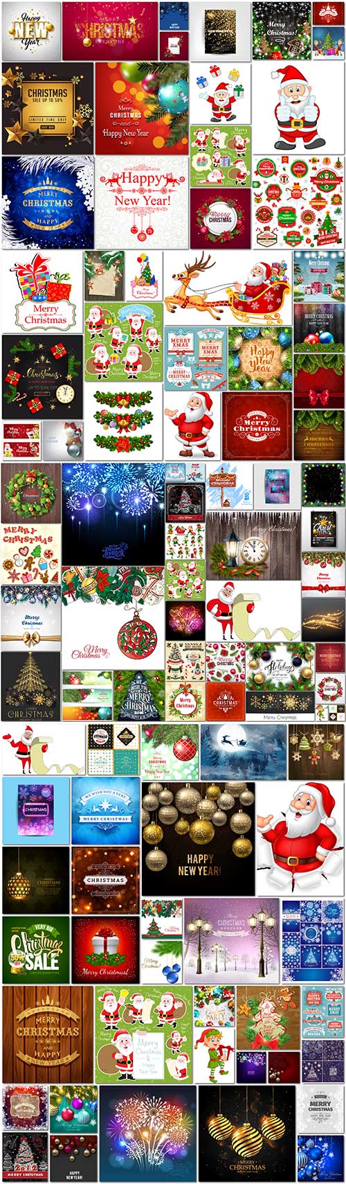 100 Bundle Christmas and New Year vector vol 6