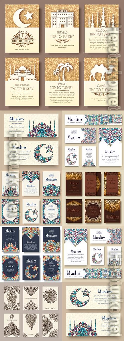 Set of turkish flyer page ornament vector concept Set of turkish flyer page ornament vector concept