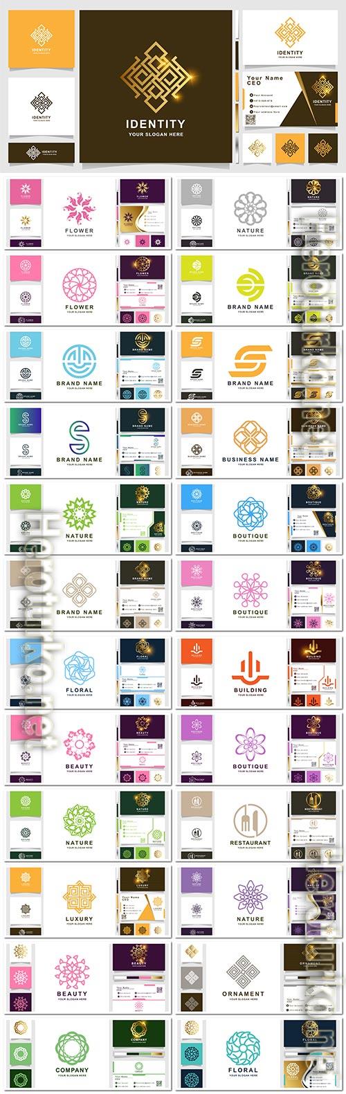 Luxury ornament vector logo template with business card design Luxury ornament vector logo template with business card design