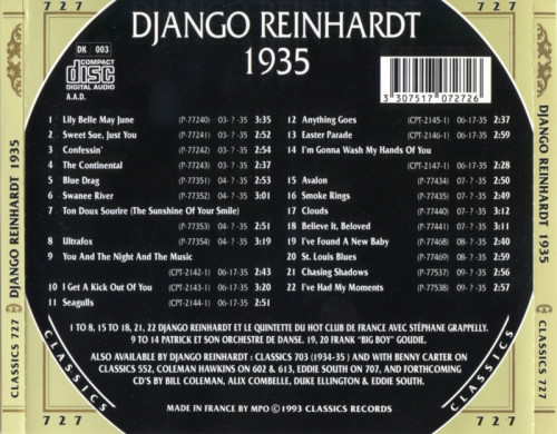 Django Reinhardt - The Chronological Django Reinhardt (1935) (1993)Lossless