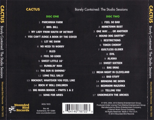 Cactus - Barely Contained: The Studio Sessions (1970-72/2013) 2CD Lossless