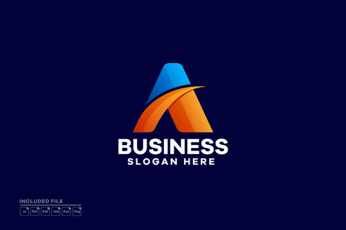 Abstract Letter A Gradient Logo Design