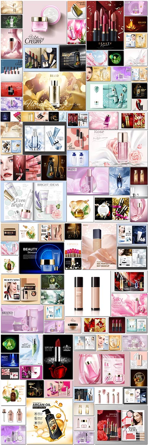 100 Bundle cosmetic advertising vector template vol 1