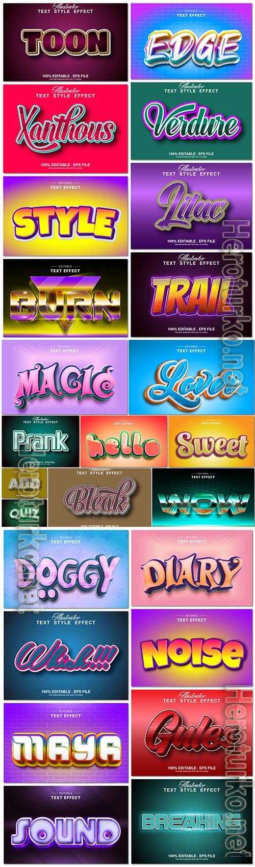 Bundle text style effect vector vol 55