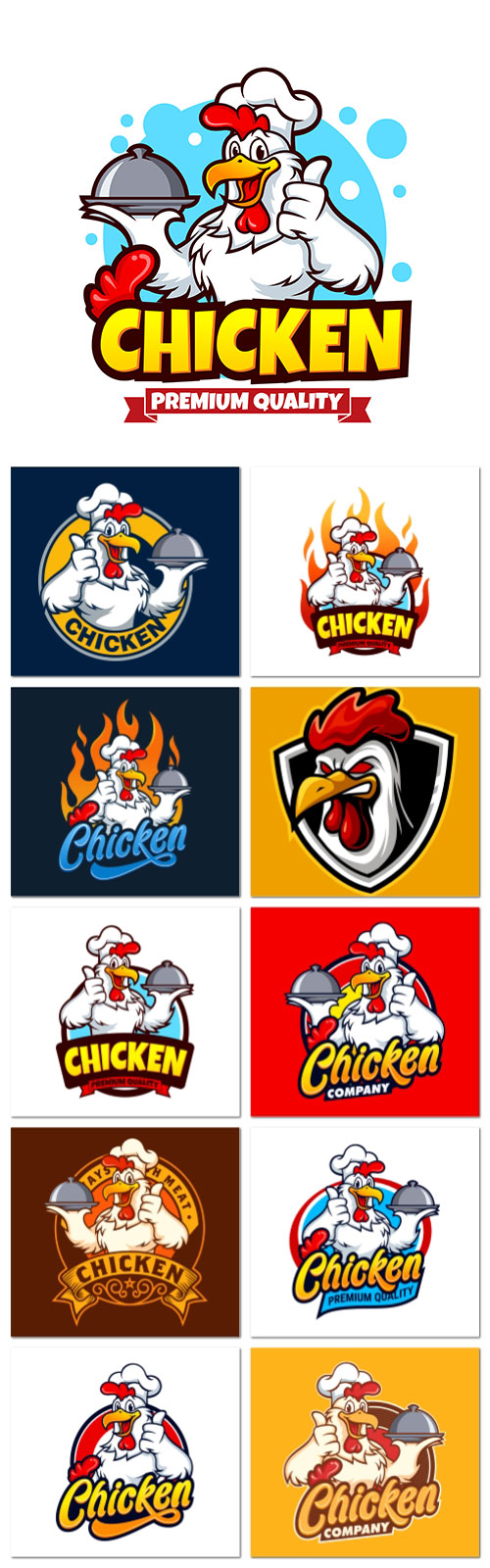 Chicken mascot logo design vector template premium vector