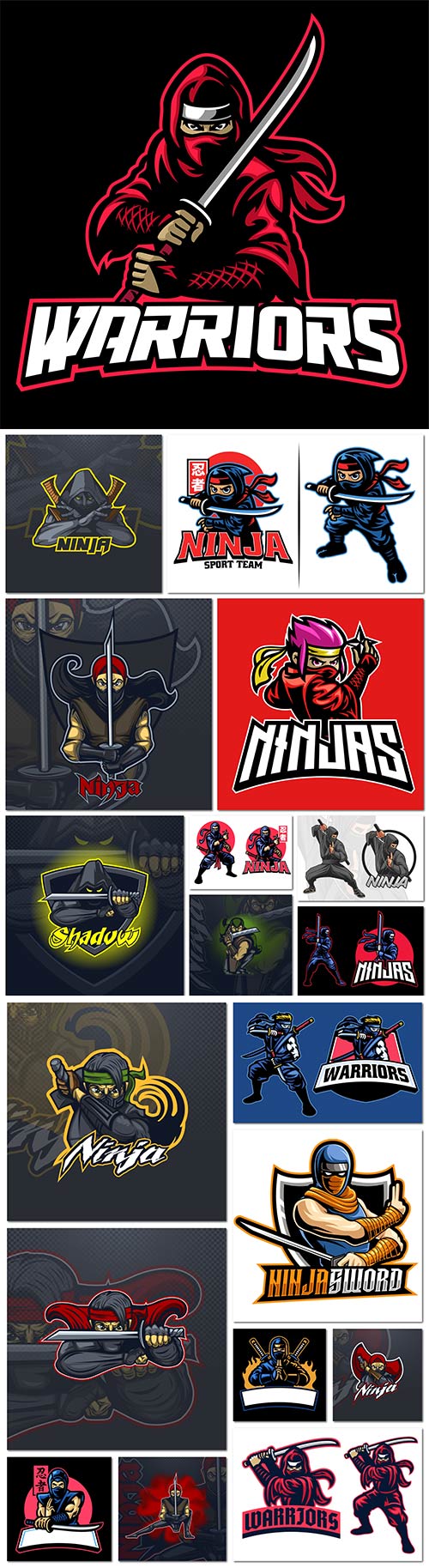 Ninja character design for logo and illustration premium vector