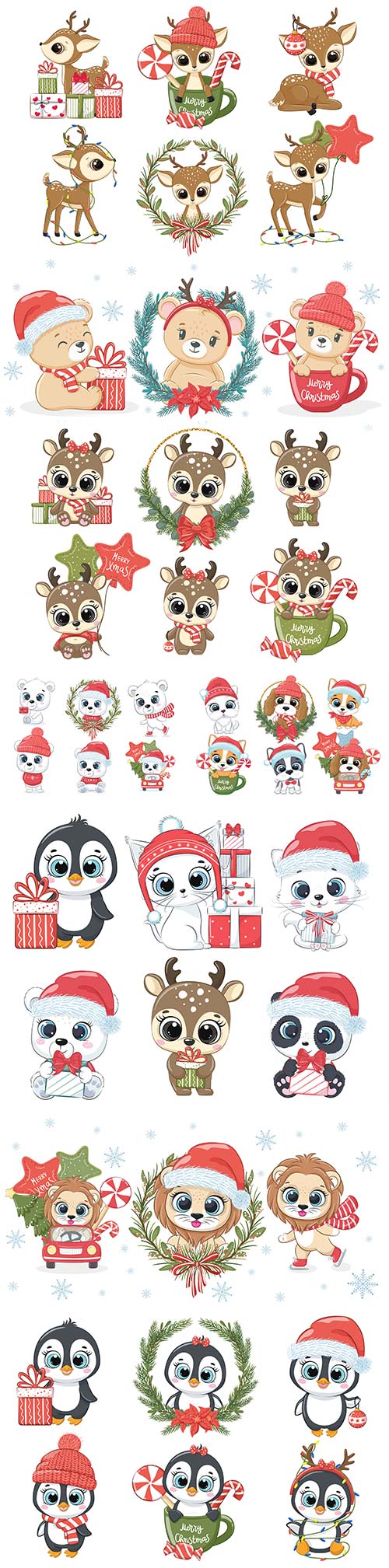 Cute vector animals for the new year and christmas