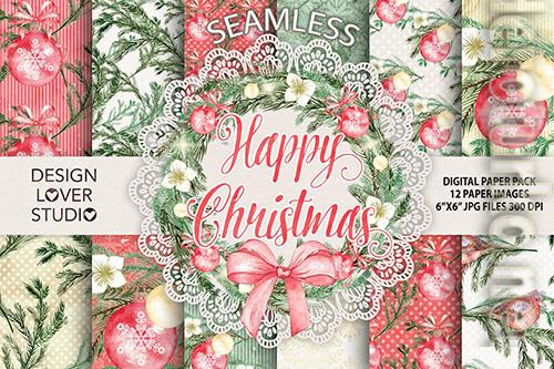 Watercolor Happy Christmas digital papers Watercolor Happy Christmas digital papers