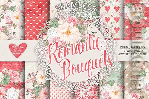 Watercolor Romantic Bouquets digital papers Watercolor Romantic Bouquets digital papers