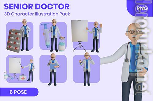 Senior Doctor 3D Mascot Character
