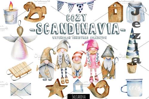 Cozy Scandinavia. Christmas clipart - 3902161
