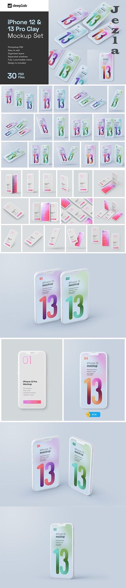 iPhone 12 & 13 Pro Clay Mockup Set - 5487898