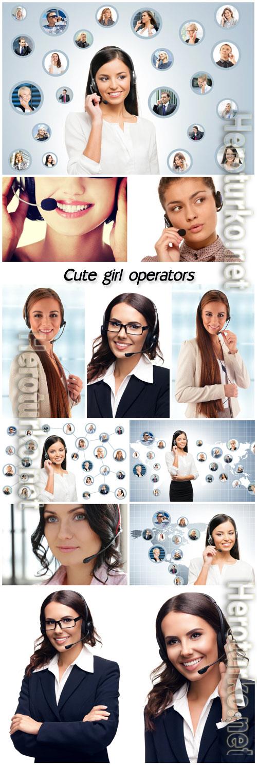 Beautiful smiling female operators Beautiful smiling female operators