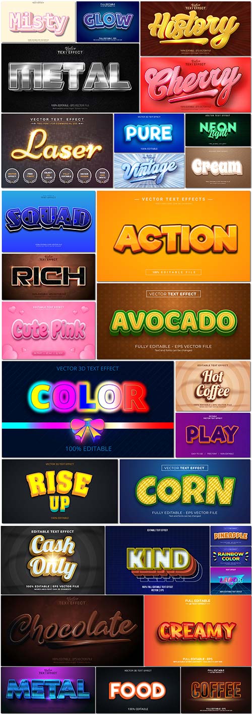 Bundle text style effect vector vol 74