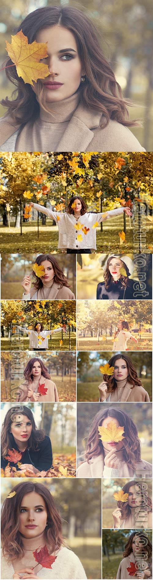 Girls and golden autumn stock photo Girls and golden autumn stock photo