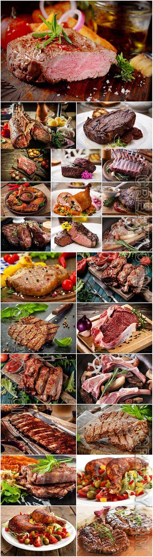 Grilled meat, fresh meat stock photo
