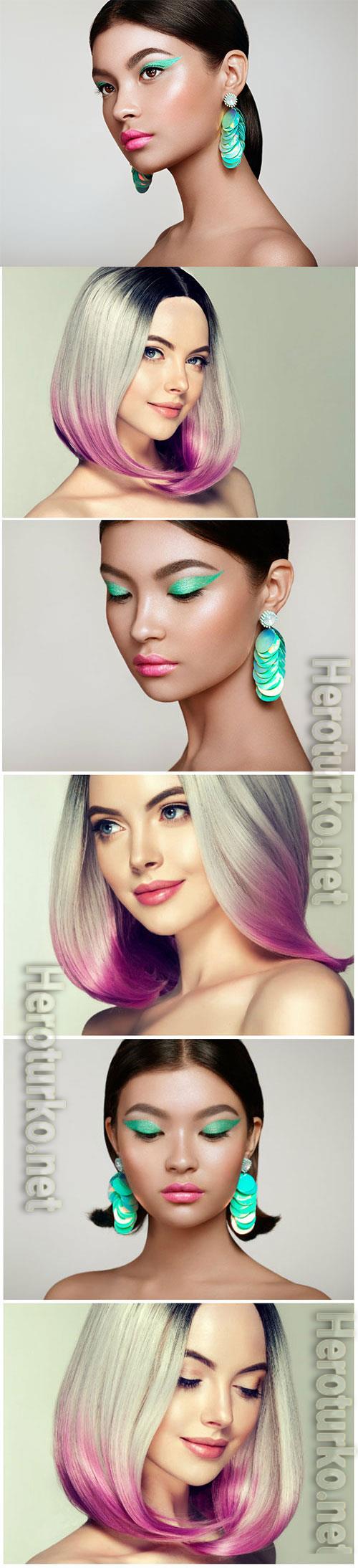 Fashion makeup and haircuts for women stock photo Fashion makeup and haircuts for women stock photo