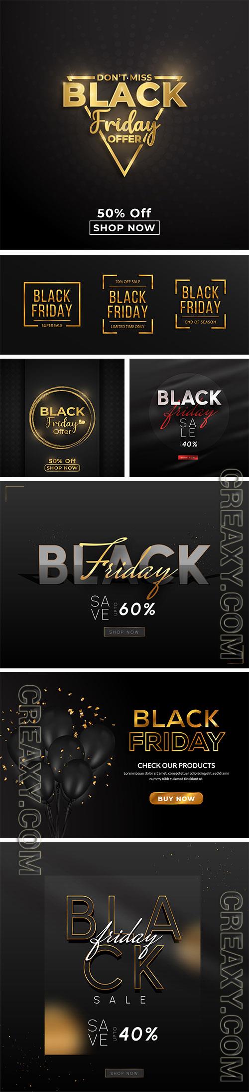 Realistic black friday sale banner with text space