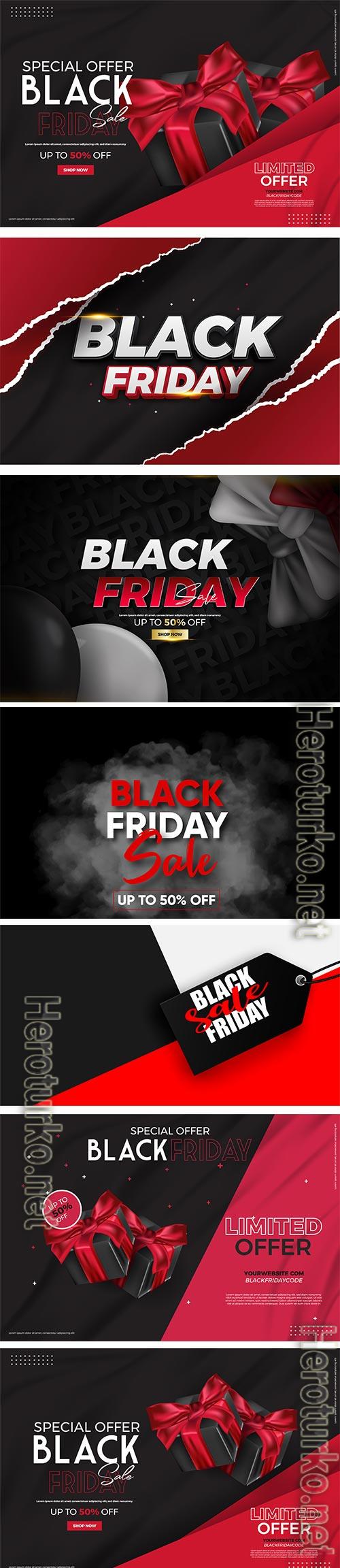 Black friday sale vector background with realistic 3d objects Black friday sale vector background with realistic 3d objects