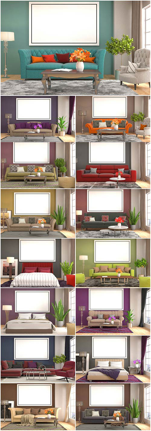 Beautiful modern interior with sofas stock photo