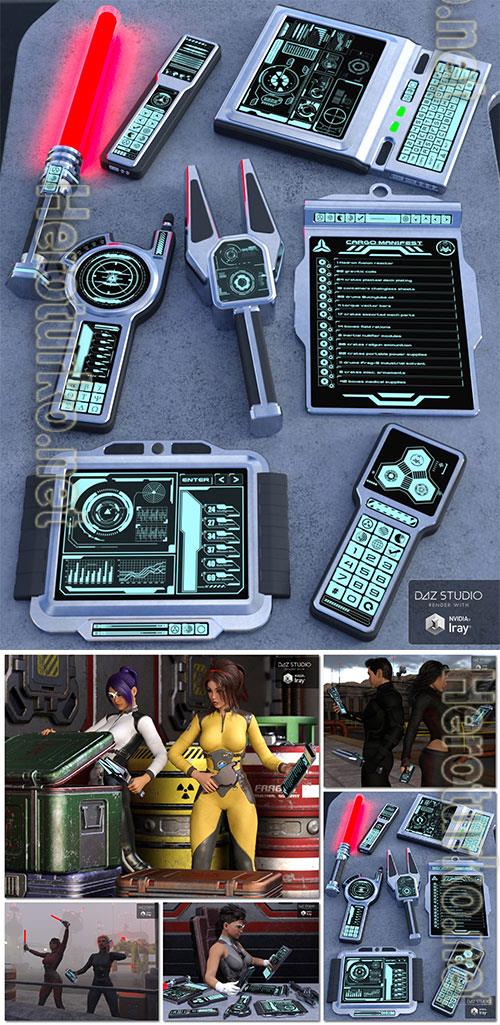 Sci Fi Hand Gadgets 1 for Genesis 2, 3 and 8 Female