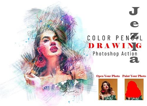 Color Pencil Drawing PS Action - 6690629
