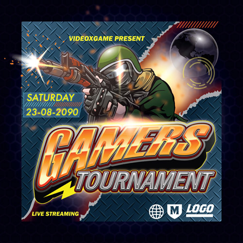 Gamers tournament vector template